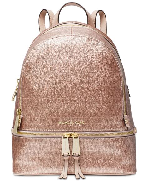 michael michael kors metallic signature rhea zip backpack|michael kors rhea bag.